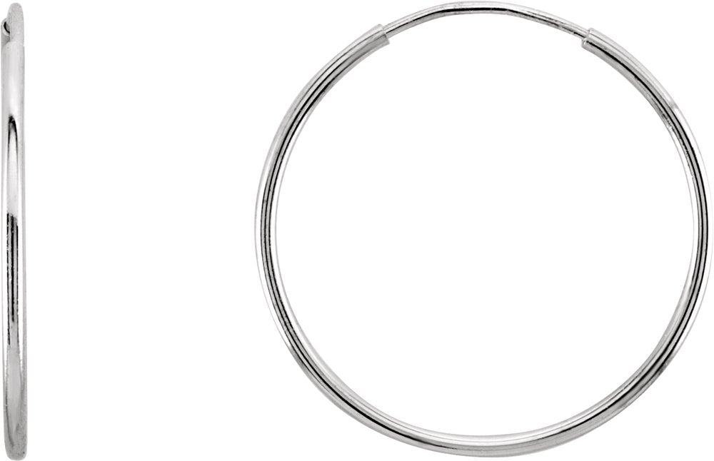 14K White Endless Tube 20 mm Hoop Earring