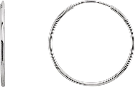 14K White Gold Endless Tube 20 mm Hoop Earring