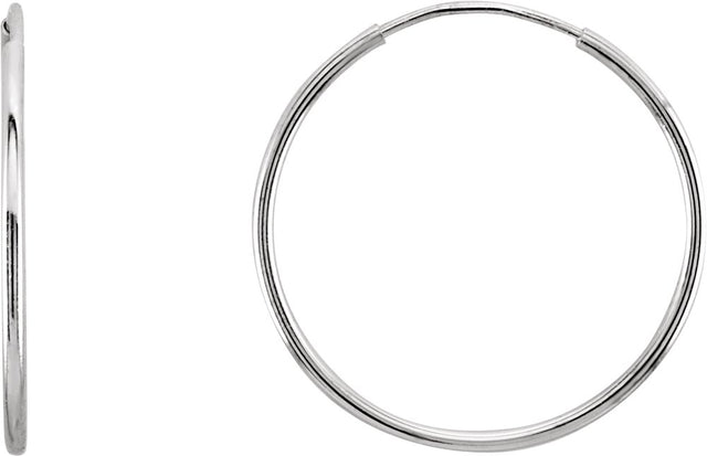 14K White Gold Endless Tube 20 mm Hoop Earring