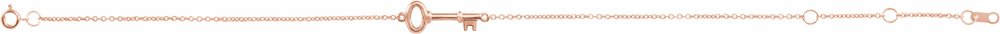 14K Rose Petite Key 6 1/2-7 1/2" Bracelet