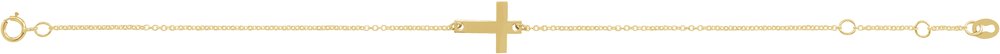 14K Yellow Engravable Cross 6 1/2-7 1/2" Bracelet