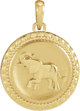 14K Yellow 12.78 mm Elephant Disc Pendant