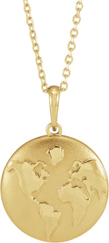 14K Yellow Old World Globe 16-18" Necklace