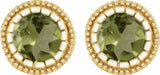 14K Yellow Natural Peridot Stud Earrings