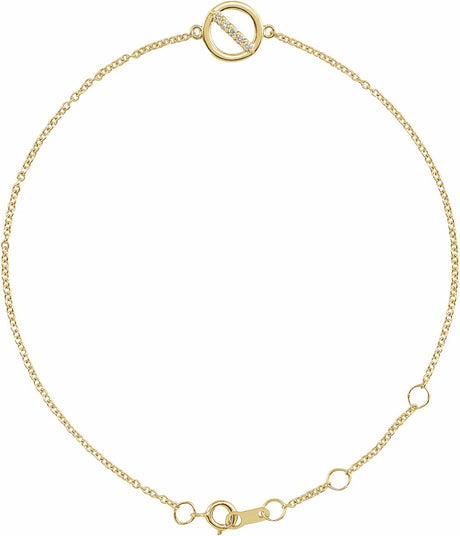14K Yellow .03 CTW Natural Diamond Circle 6 1/2-7 1/2" Bracelet 