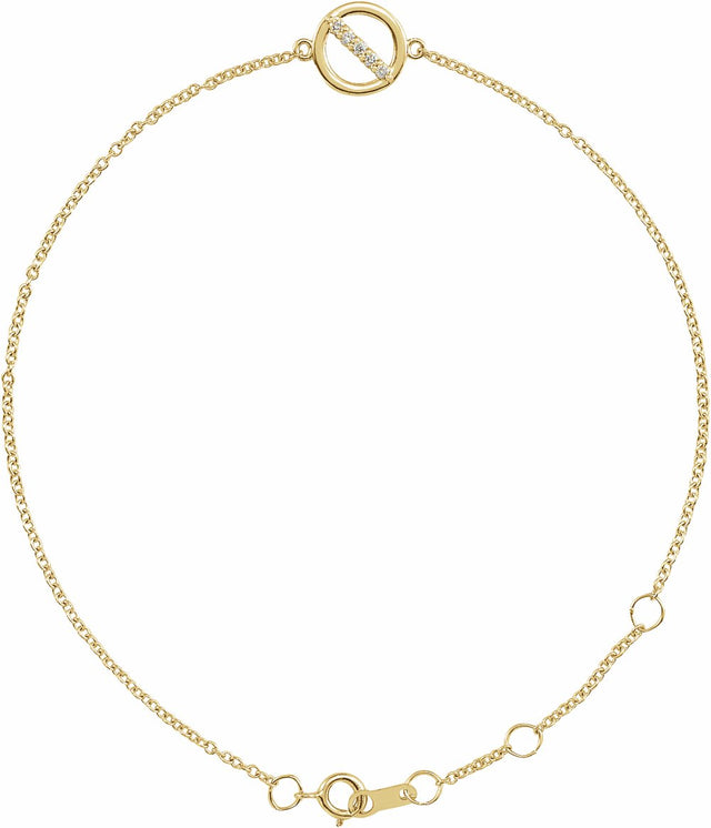 14K Yellow .03 CTW Natural Diamond Circle 6 1/2-7 1/2" Bracelet 