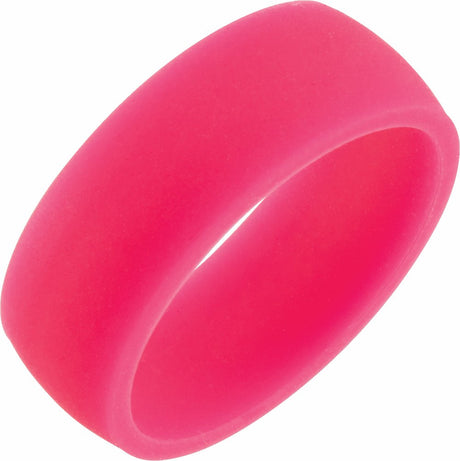Pink Silicone 7 mm Comfort-Fit Half Round Band Size 5