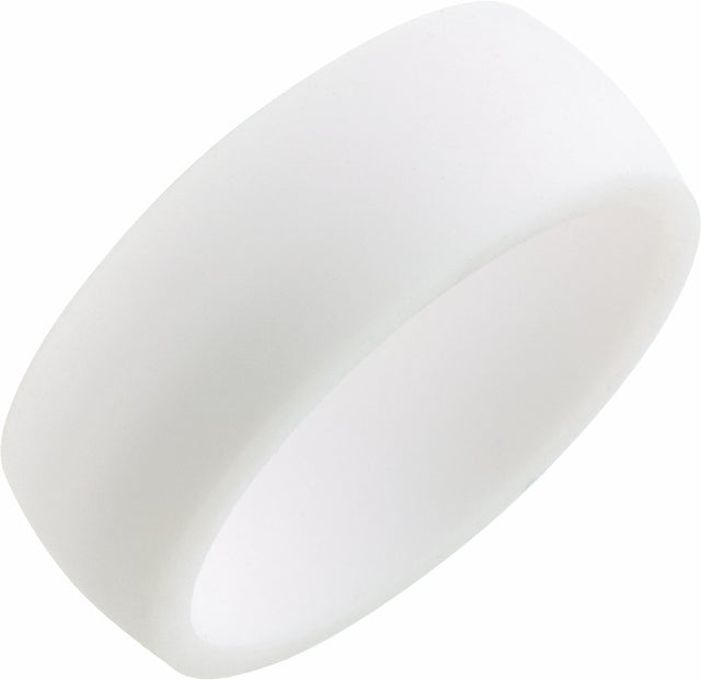 White Silicone 7 mm Comfort-Fit Half Round Band Size 7