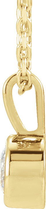 14K Yellow .06 CT Natural Diamond Bezel-Set Solitaire 16-18" Necklace