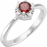 14K White Natural Mozambique Garnet & .04 CTW Natural Diamond Halo-Style Ring