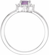 Sterling Silver Natural Amethyst & .04 CTW Natural Diamond Halo-Style Ring