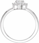 Sterling Silver Lab-Grown White Sapphire & .04 CTW Natural Diamond Halo-Style Ring 