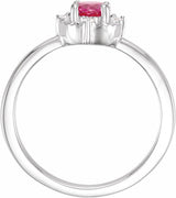 Sterling Silver Lab-Grown Ruby & .04 CTW Natural Diamond Halo-Style Ring 