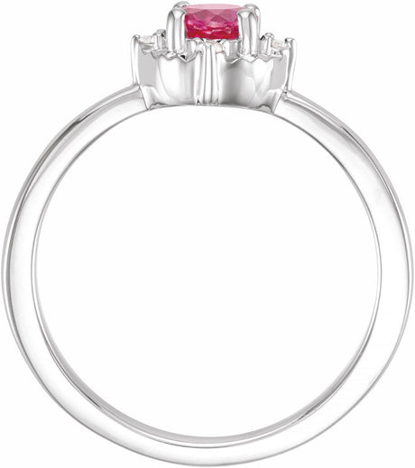 Sterling Silver Lab-Grown Ruby & .04 CTW Natural Diamond Halo-Style Ring 