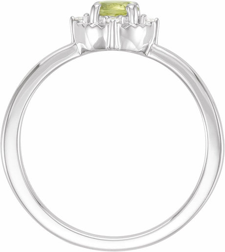 Sterling Silver Natural Peridot & .04 CTW Natural Diamond Halo-Style Ring