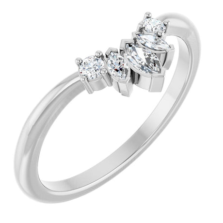 14K White Gold 1/6 CTW Natural Diamond Contour Band