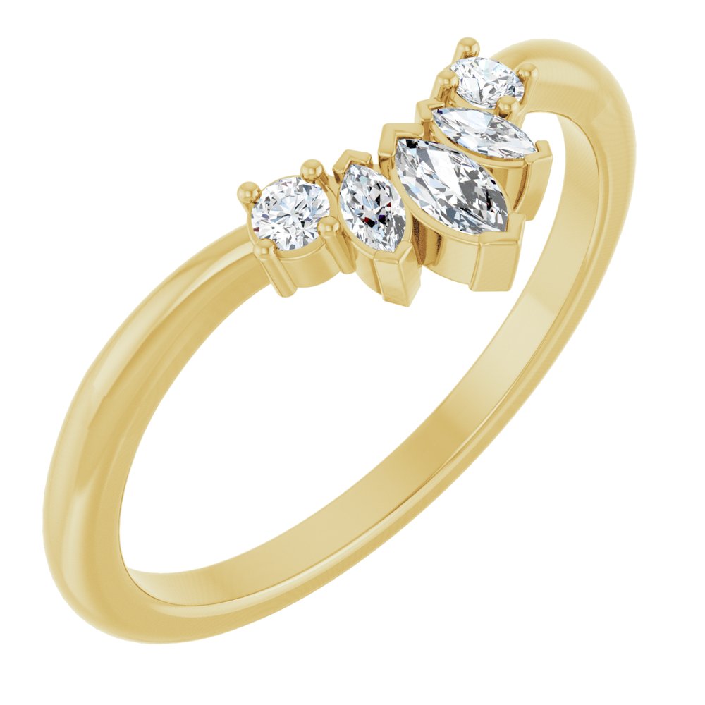 14K Yellow Gold 1/6 CTW Natural Diamond Contour Band