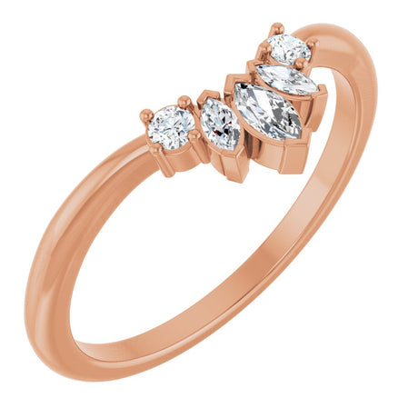 14K Rose Gold 1/6 CTW Natural Diamond Contour Band