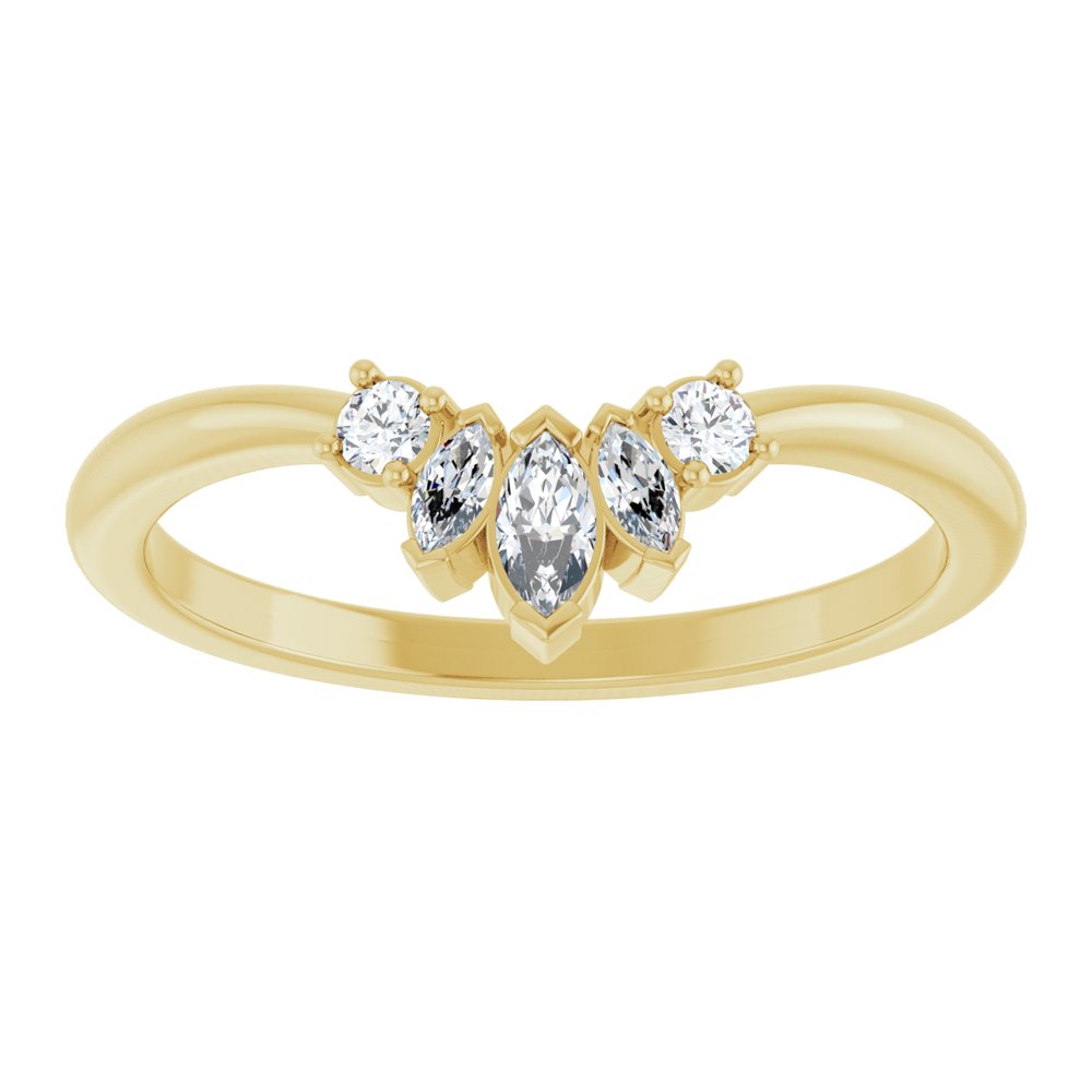 14K Yellow 1/6 CTW Natural Diamond Accented Contour Band