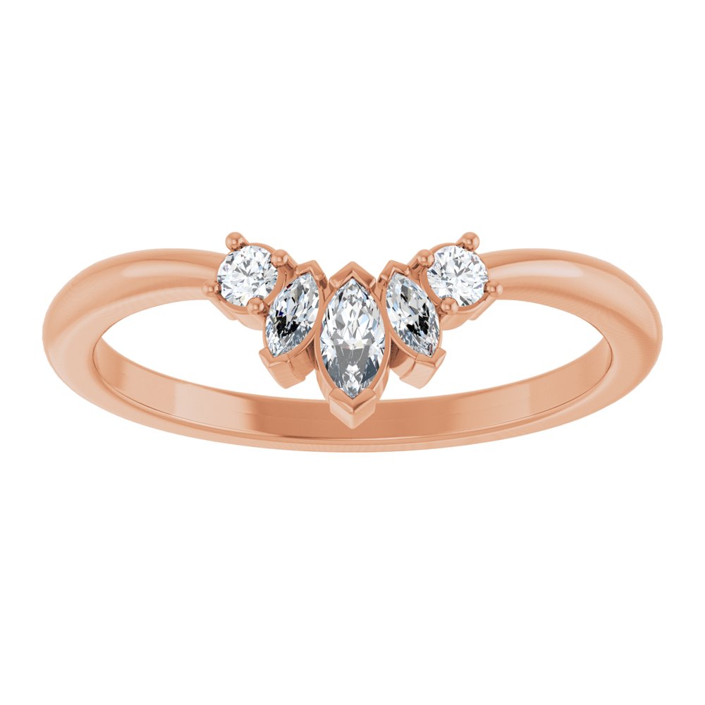 14K Rose Gold 1/6 CTW Natural Diamond Contour Band