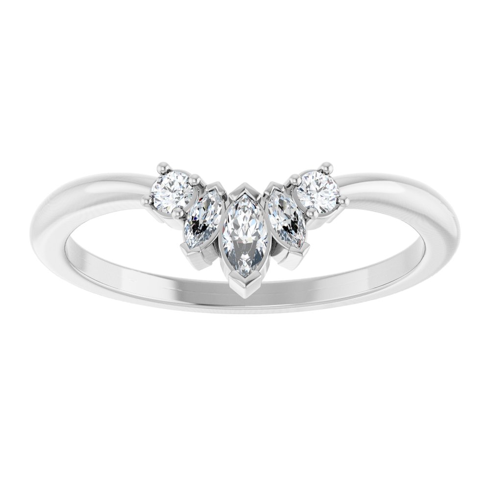 14K White Gold 1/6 CTW Natural Diamond Contour Band