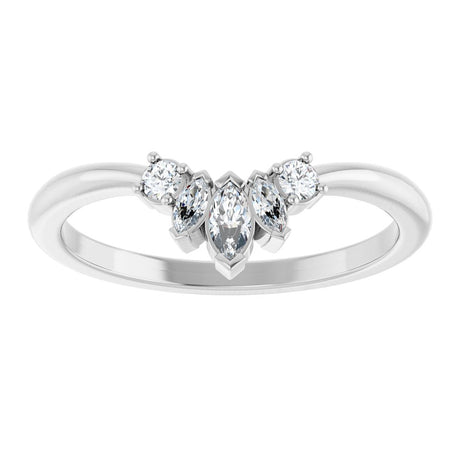 14K White 1/6 CTW Lab-Grown Diamond Accented Contour Band