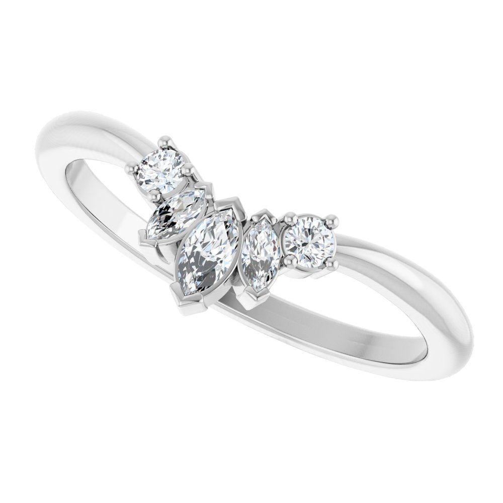 14K White 1/6 CTW Lab-Grown Diamond Accented Contour Band