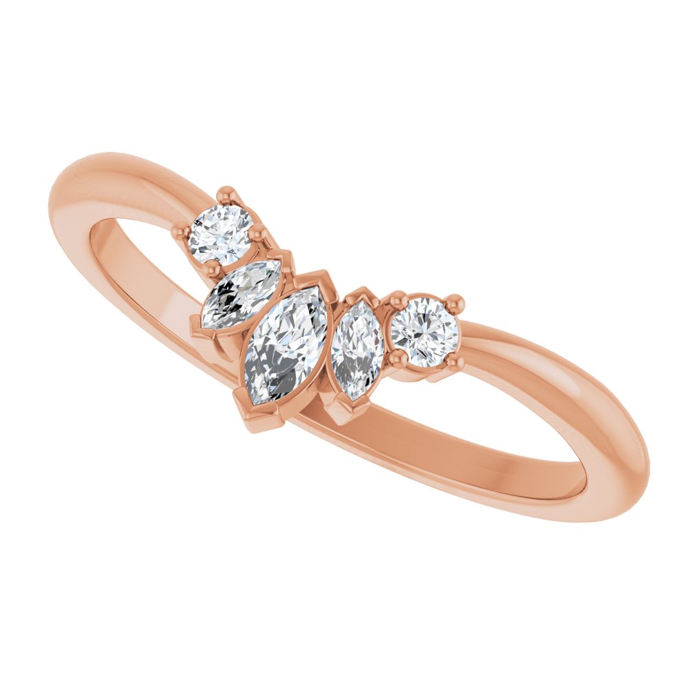 14K Rose 1/6 CTW Lab-Grown Diamond Accented Contour Band