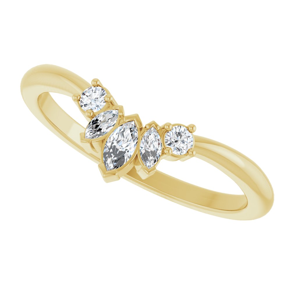 14K Yellow 1/6 CTW Natural Diamond Accented Contour Band