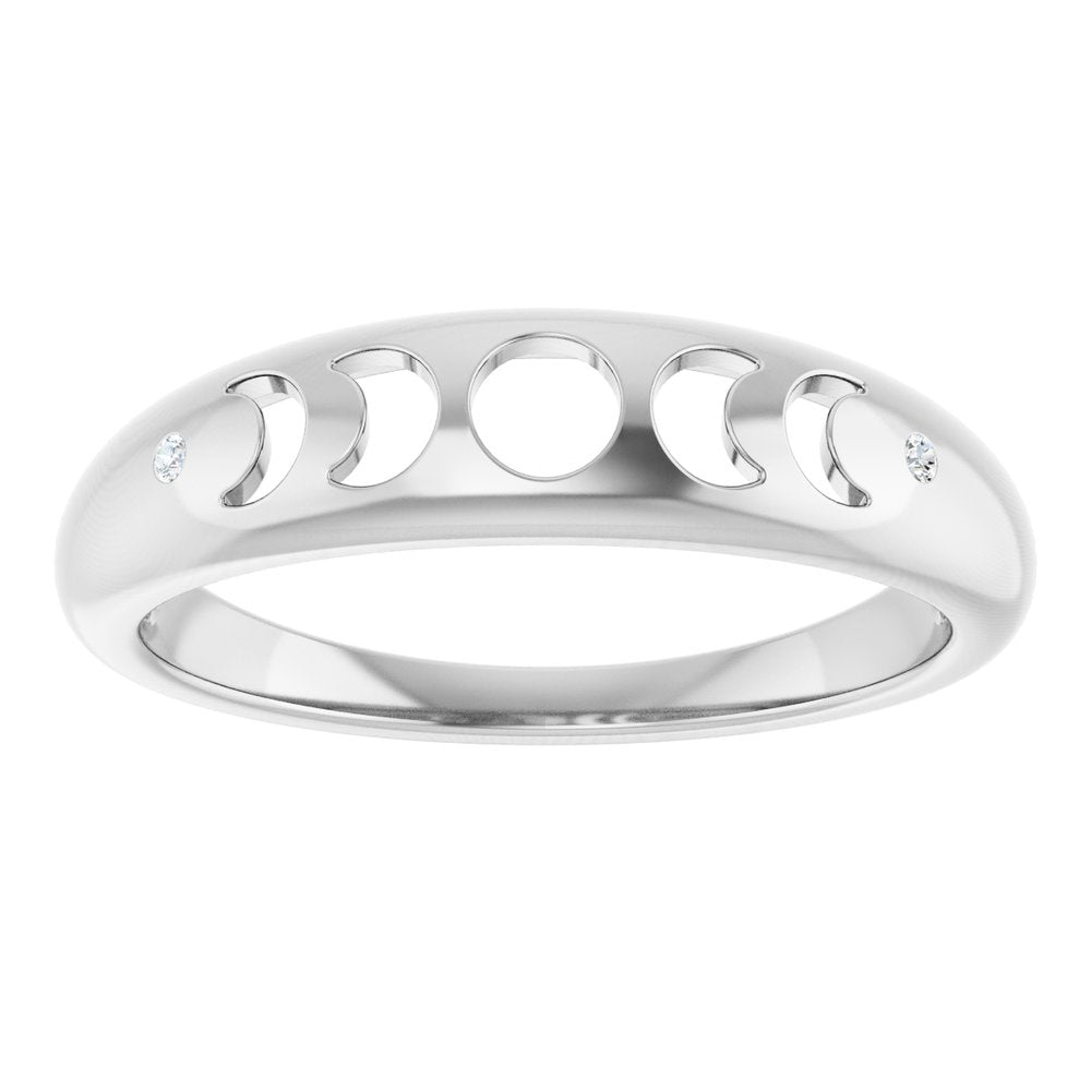 Sterling Silver .015 CTW Natural Diamond Moon Phase Ring