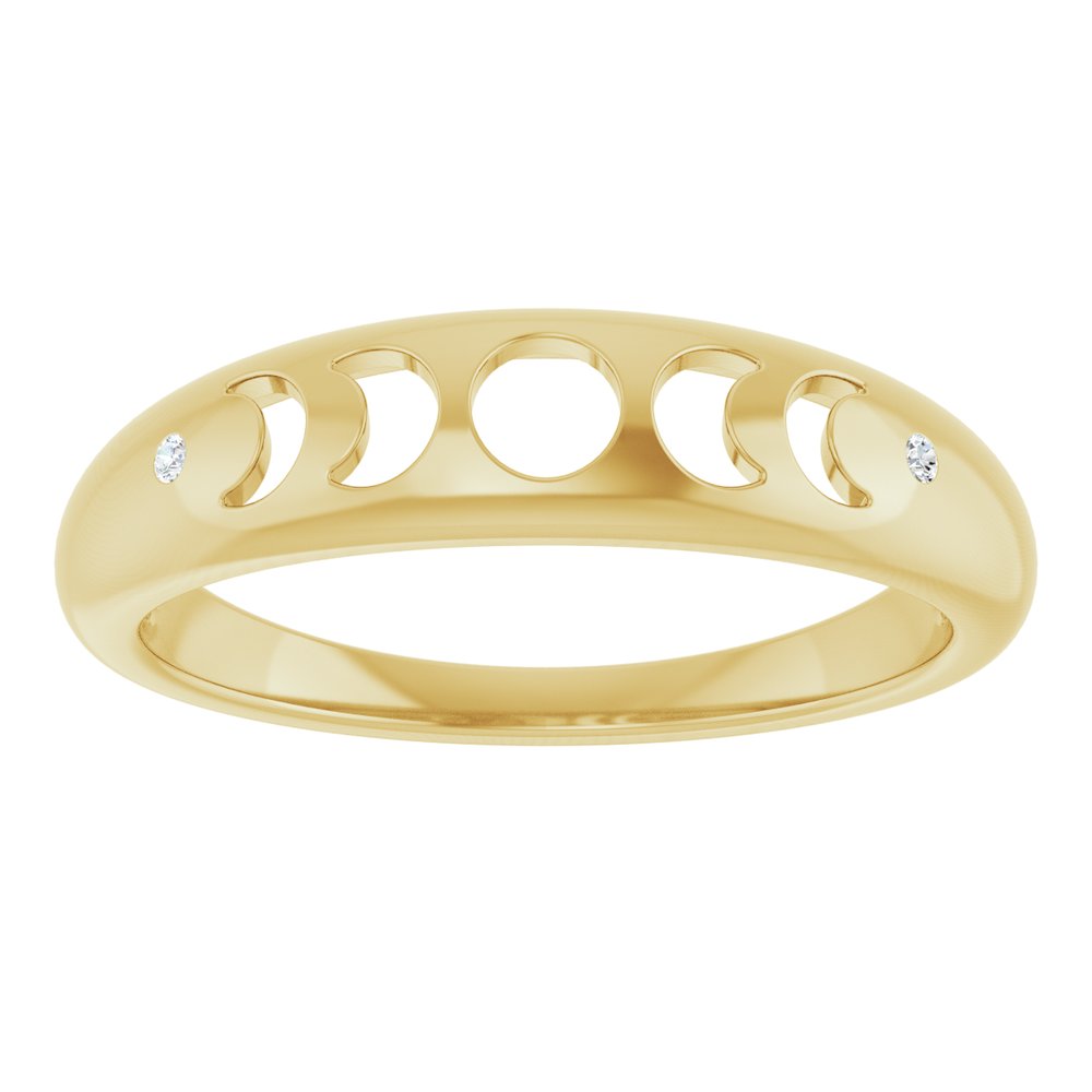 14K Yellow Gold .015 CTW Natural Diamond Moon Phase Ring