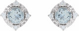 Sterling Silver Natural Aquamarine & .08 CTW Natural Diamond Halo-Style Earrings