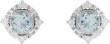 Sterling Silver Natural Aquamarine & .08 CTW Natural Diamond Halo-Style Earrings