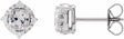 Sterling Silver Lab-Grown White Sapphire & .08 CTW Natural Diamond Halo-Style Earrings