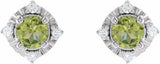 Sterling Silver Natural Peridot & .08 CTW Natural Diamond Halo-Style Earrings