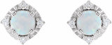 Sterling Silver Lab-Grown White Opal & .08 CTW Natural Diamond Halo-Style Earrings