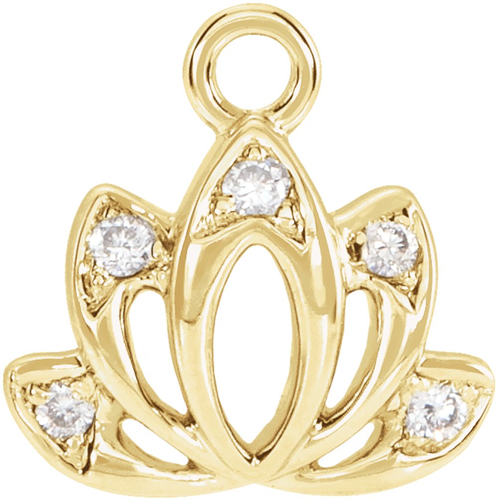 14K Yellow Petite Pavé™ .025 CTW Natural Diamond Lotus Flower Dangle