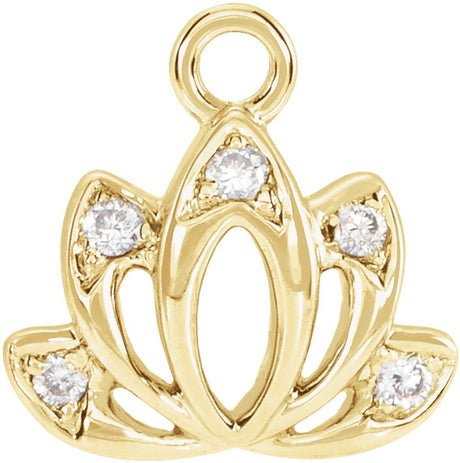 14K Yellow Petite Pavé™ .025 CTW Natural Diamond Lotus Flower Dangle