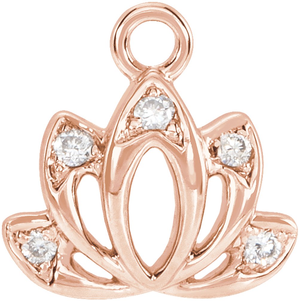 14K Rose Petite Pavé™ .025 CTW Natural Diamond Lotus Flower Dangle