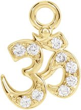 14K Yellow Petite Pavé™ .035 CTW Natural Diamond Om Dangle