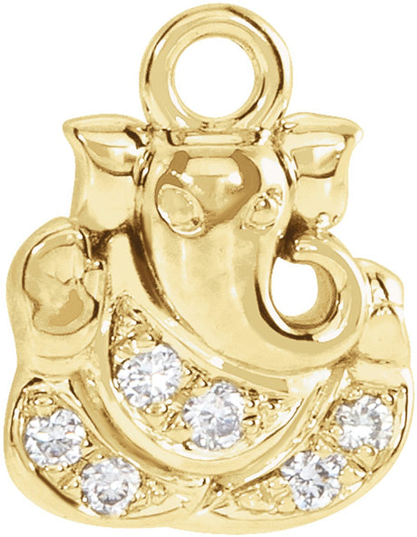 14K Yellow Petite Pavé™ .025 CTW Natural Diamond Ganesha Dangle