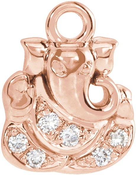 14K Rose Petite Pavé™ .025 CTW Natural Diamond Ganesha Dangle