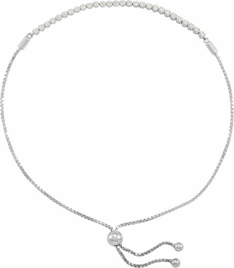 14K White Gold 1/2 CTW Natural Diamond Bolo 9 1/2" Bracelet