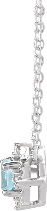 Sterling Silver Natural Sky Blue Topaz & .04 CTW Natural Diamond Halo-Style 18" Necklace