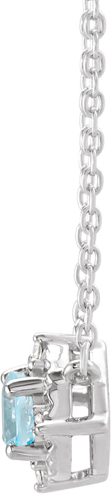 Sterling Silver Natural Sky Blue Topaz & .04 CTW Natural Diamond Halo-Style 18" Necklace