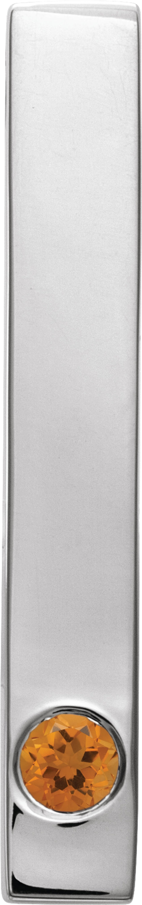 Sterling Silver Natural Citrine Family Engravable Bar Pendant