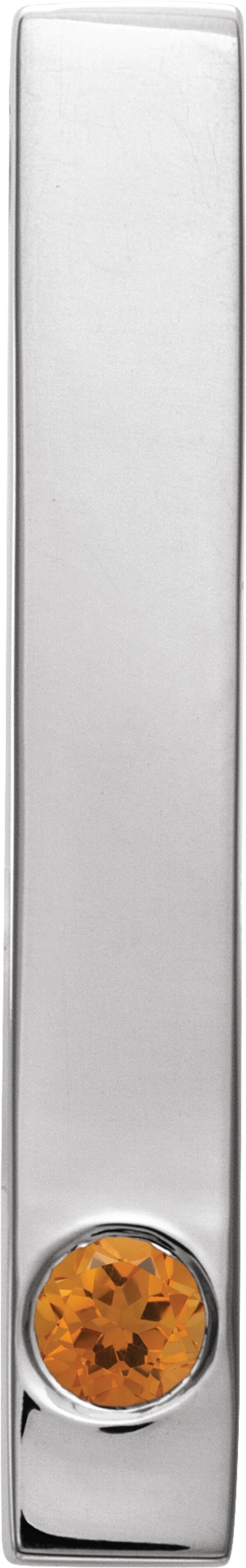 Sterling Silver Natural Citrine Family Engravable Bar Pendant