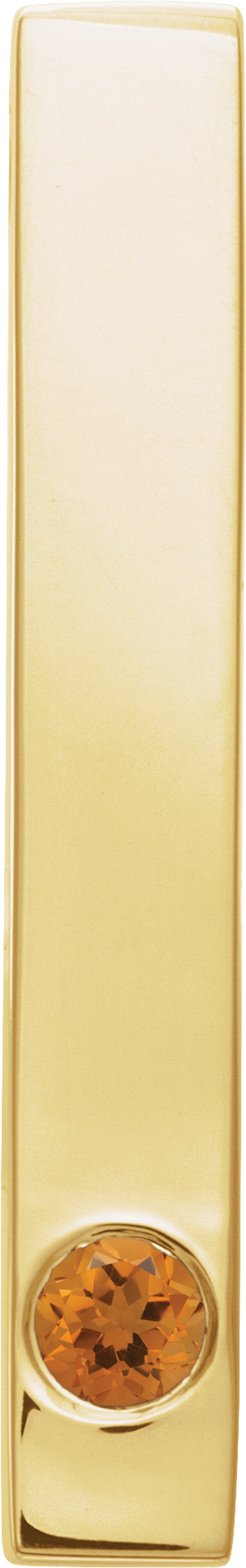 14K Yellow Natural Citrine Family Engravable Bar Pendant