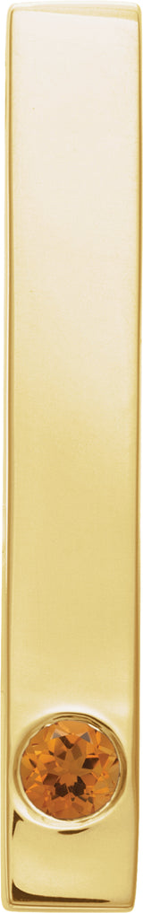 14K Yellow Natural Citrine Family Engravable Bar Pendant