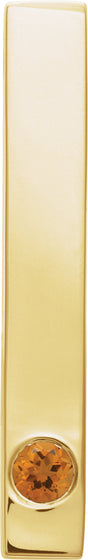 14K Yellow Natural Citrine Family Engravable Bar Pendant